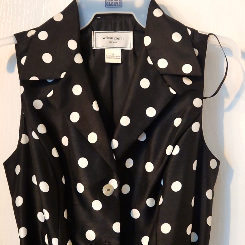 Will Glenn New York Sz 6 BLACK/White Belted Flared Dress